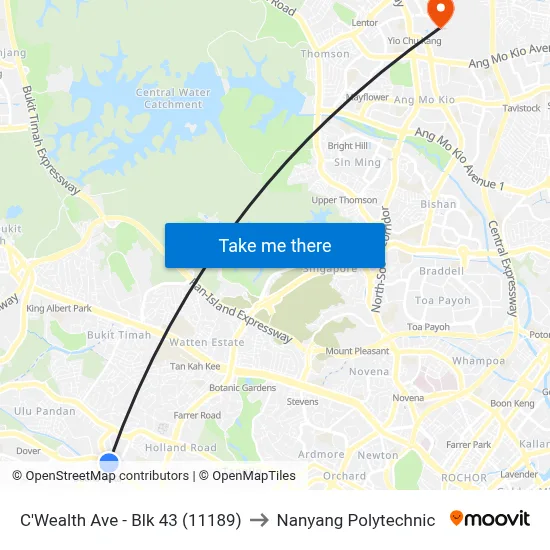 C'Wealth Ave - Blk 43 (11189) to Nanyang Polytechnic map