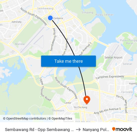 Sembawang Rd - Opp Sembawang Shop Ctr (58011) to Nanyang Polytechnic map