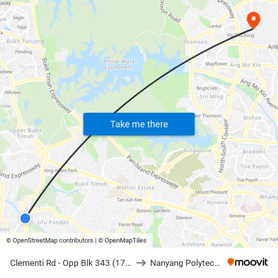 Clementi Rd - Opp Blk 343 (17119) to Nanyang Polytechnic map