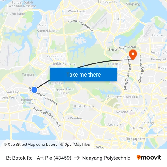 Bt Batok Rd - Aft Pie (43459) to Nanyang Polytechnic map