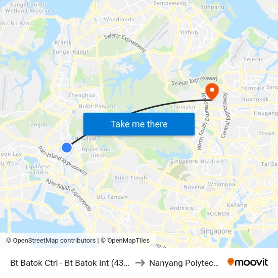 Bt Batok Ctrl - Bt Batok Int (43009) to Nanyang Polytechnic map