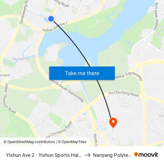 Yishun Ave 2 - Yishun Sports Hall (59039) to Nanyang Polytechnic map