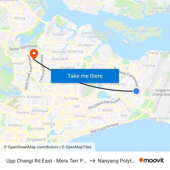 Upp Changi Rd East - Mera Terr P/G (96069) to Nanyang Polytechnic map
