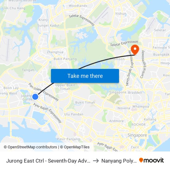 Jurong East Ctrl - Seventh-Day Advent CH (28441) to Nanyang Polytechnic map