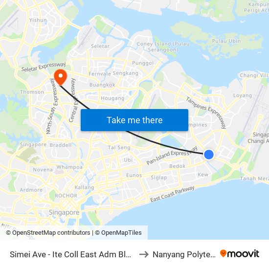 Simei Ave - Ite Coll East Adm Blk (96119) to Nanyang Polytechnic map