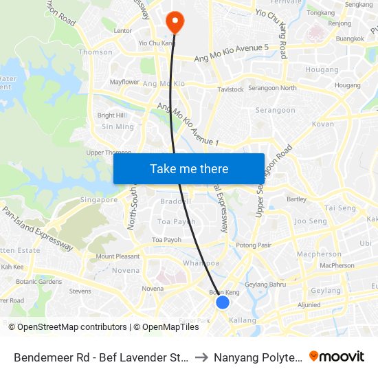 Bendemeer Rd - Bef Lavender St (60099) to Nanyang Polytechnic map