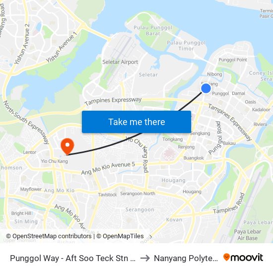 Punggol Way - Aft Soo Teck Stn (65141) to Nanyang Polytechnic map