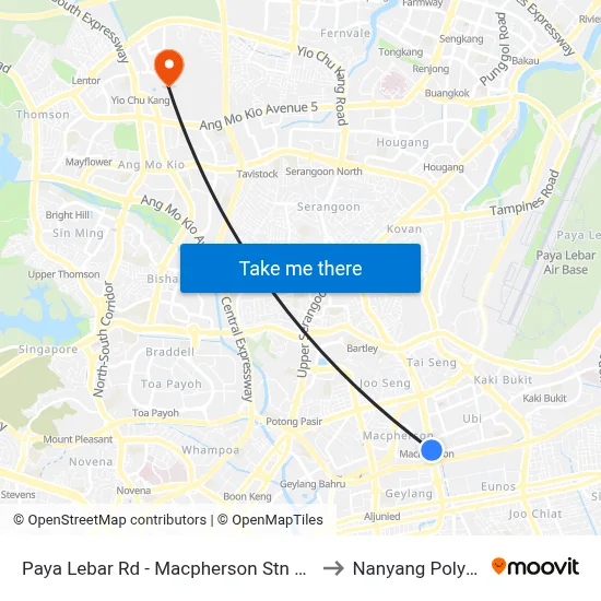 Paya Lebar Rd - Macpherson Stn Exit B (70259) to Nanyang Polytechnic map
