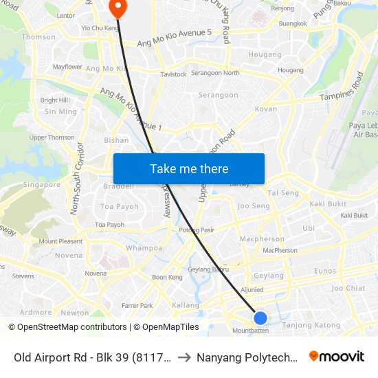 Old Airport Rd - Blk 39 (81171) to Nanyang Polytechnic map