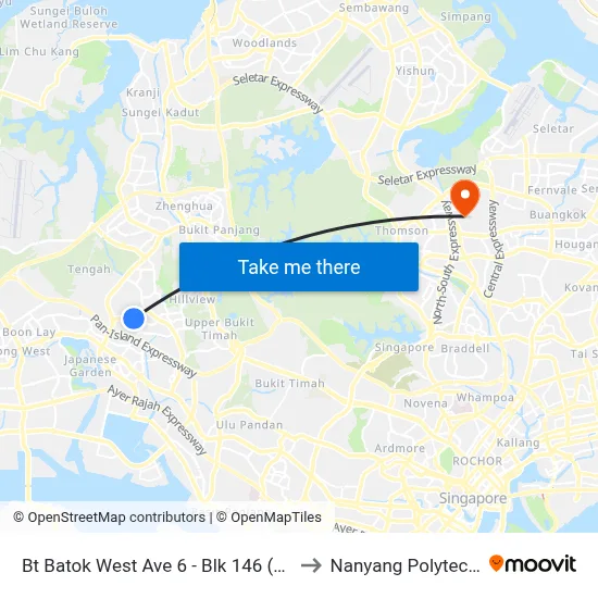 Bt Batok West Ave 6 - Blk 146 (43329) to Nanyang Polytechnic map