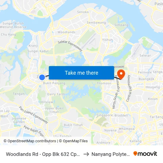 Woodlands Rd - Opp Blk 632 Cp (44051) to Nanyang Polytechnic map