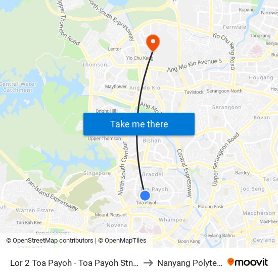 Lor 2 Toa Payoh - Toa Payoh Stn (52189) to Nanyang Polytechnic map