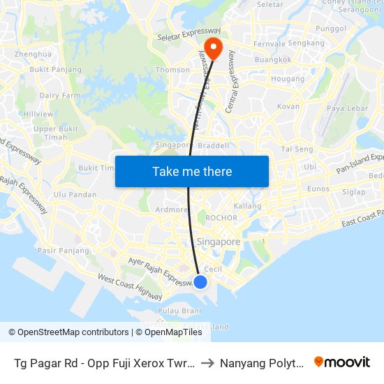 Tg Pagar Rd - Opp Fuji Xerox Twrs (05651) to Nanyang Polytechnic map