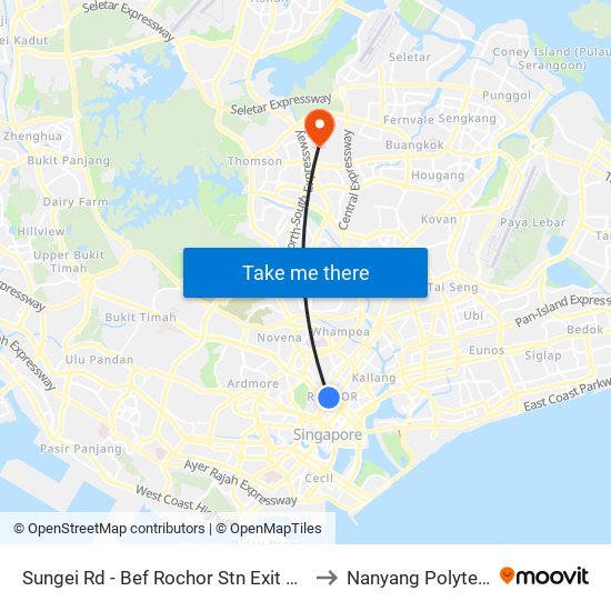 Sungei Rd - Bef Rochor Stn Exit B (07539) to Nanyang Polytechnic map