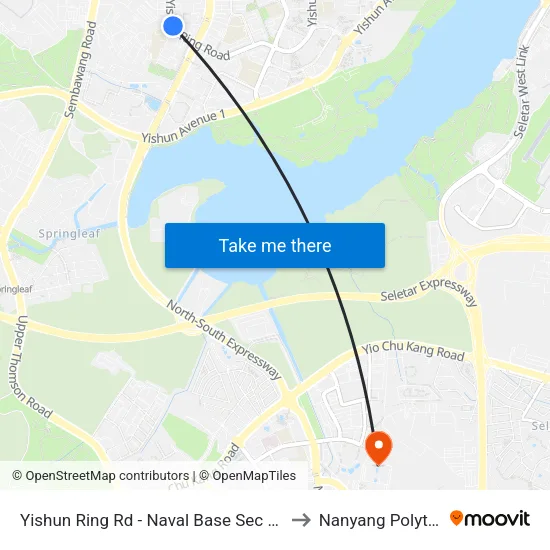 Yishun Ring Rd - Naval Base Sec Sch (59329) to Nanyang Polytechnic map