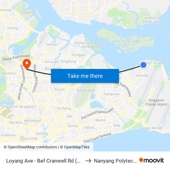 Loyang Ave - Bef Cranwell Rd (99021) to Nanyang Polytechnic map
