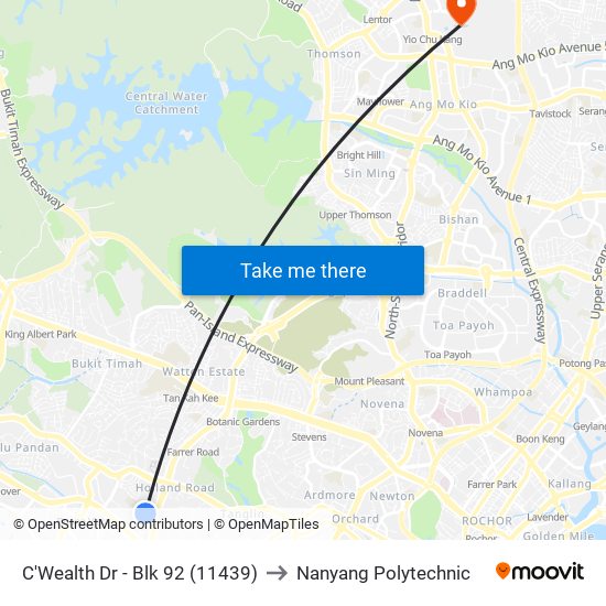 C'Wealth Dr - Blk 92 (11439) to Nanyang Polytechnic map