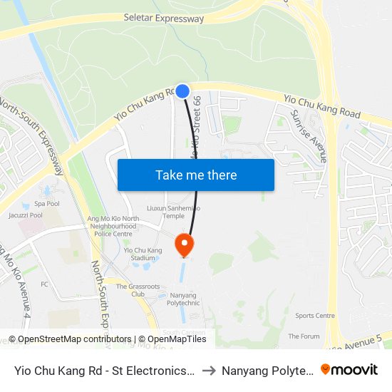Yio Chu Kang Rd - St Electronics (55059) to Nanyang Polytechnic map