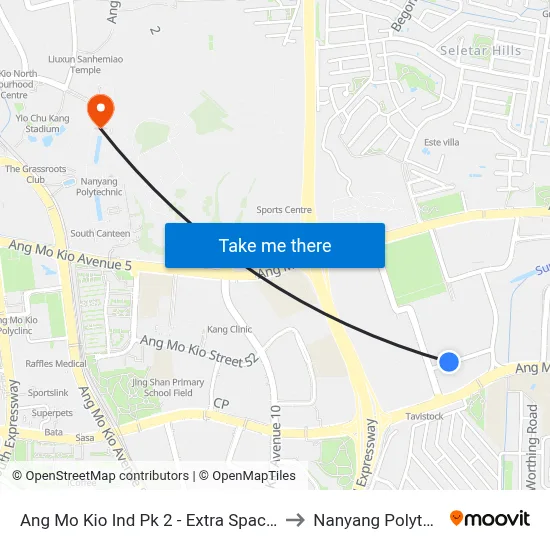 Ang Mo Kio Ind Pk 2 - Extra Space (54519) to Nanyang Polytechnic map