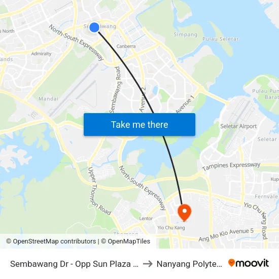 Sembawang Dr - Opp Sun Plaza (58259) to Nanyang Polytechnic map