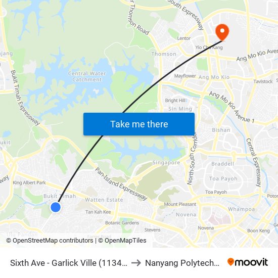 Sixth Ave - Garlick Ville (11341) to Nanyang Polytechnic map