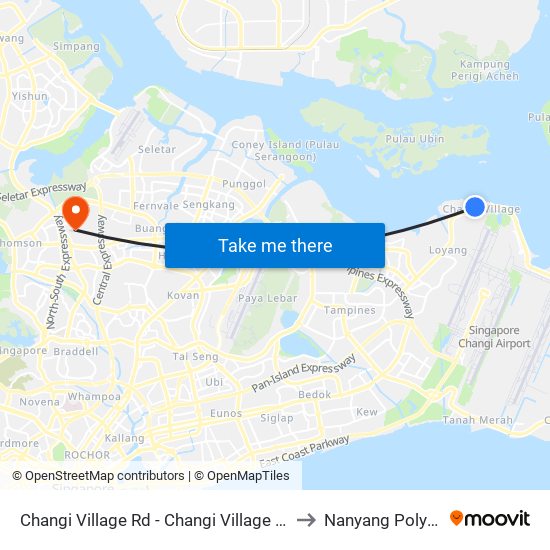 Changi Village Rd - Changi Village Hotel (99129) to Nanyang Polytechnic map