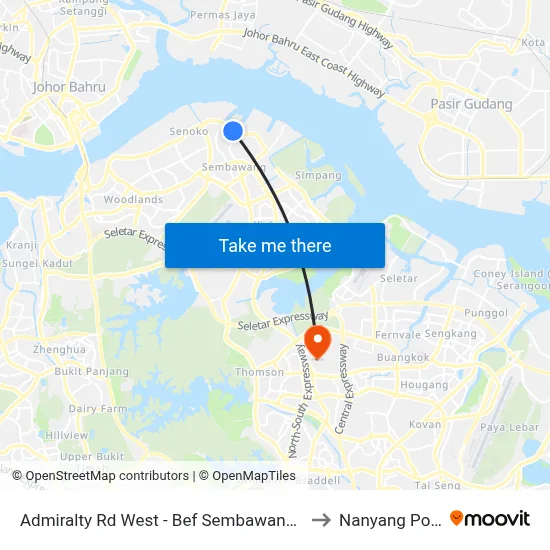 Admiralty Rd West - Bef Sembawang Shipyard G 3 (58161) to Nanyang Polytechnic map