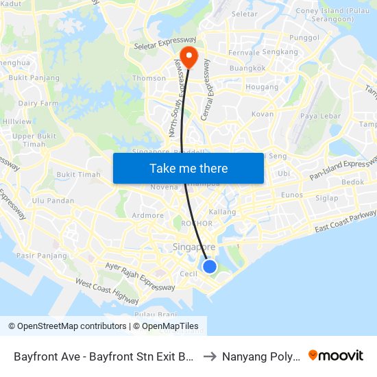 Bayfront Ave - Bayfront Stn Exit B/Mbs (03509) to Nanyang Polytechnic map