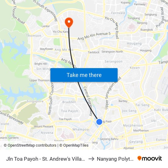 Jln Toa Payoh - St. Andrew's Village (60081) to Nanyang Polytechnic map