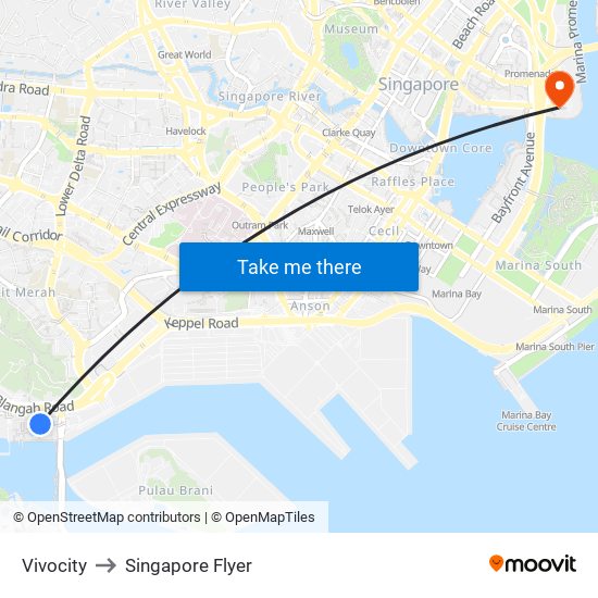 Vivocity to Singapore Flyer map