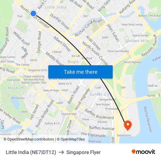 Little India (NE7|DT12) to Singapore Flyer map