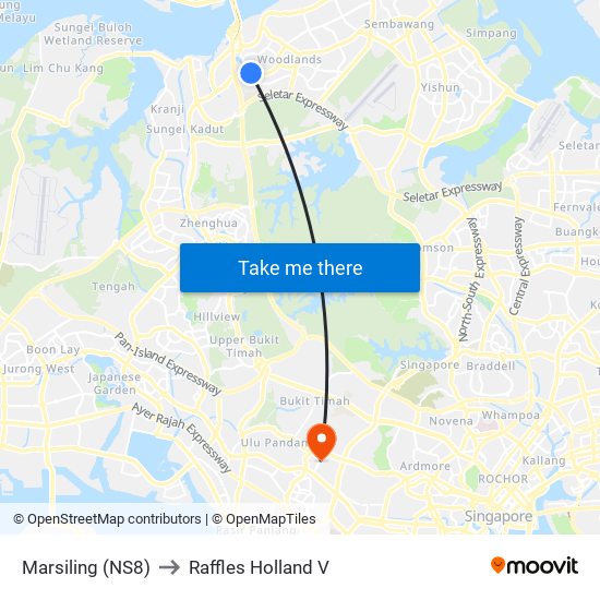 Marsiling (NS8) to Raffles Holland V map