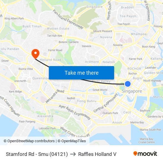 Stamford Rd - Smu (04121) to Raffles Holland V map