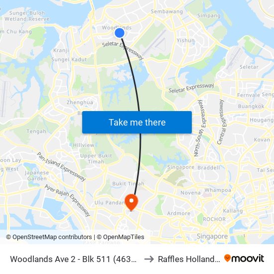 Woodlands Ave 2 - Blk 511 (46331) to Raffles Holland V map