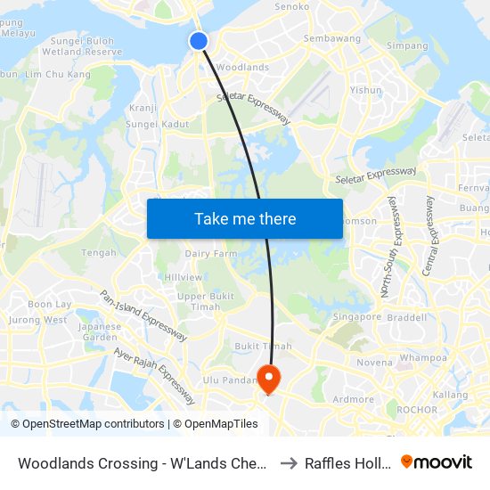 Woodlands Crossing - W'Lands Checkpt (46109) to Raffles Holland V map