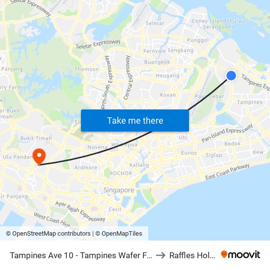 Tampines Ave 10 - Tampines Wafer Fab Pk (75351) to Raffles Holland V map