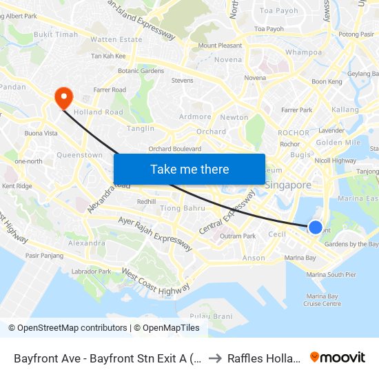 Bayfront Ave - Bayfront Stn Exit A (03519) to Raffles Holland V map