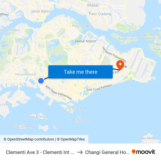 Clementi Ave 3 - Clementi Int (17009) to Changi General Hospital map