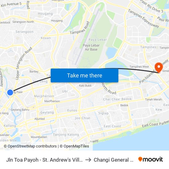 Jln Toa Payoh - St. Andrew's Village (60081) to Changi General Hospital map