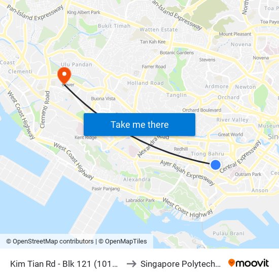 Kim Tian Rd - Blk 121 (10129) to Singapore Polytechnic map