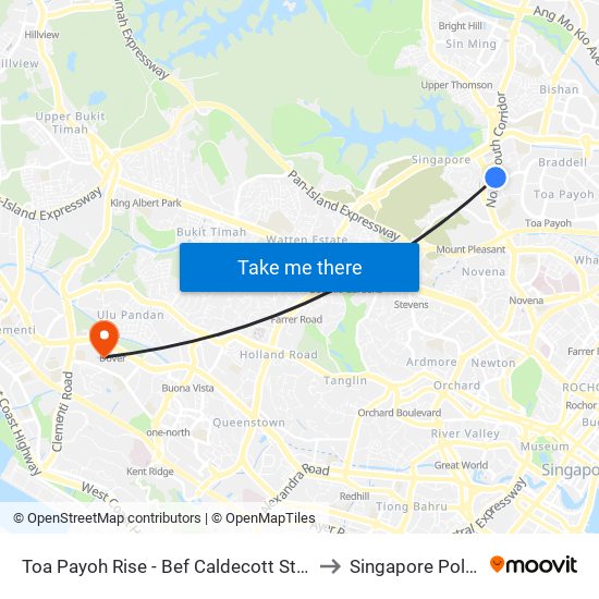 Toa Payoh Rise - Bef Caldecott Stn/Savh (52241) to Singapore Polytechnic map