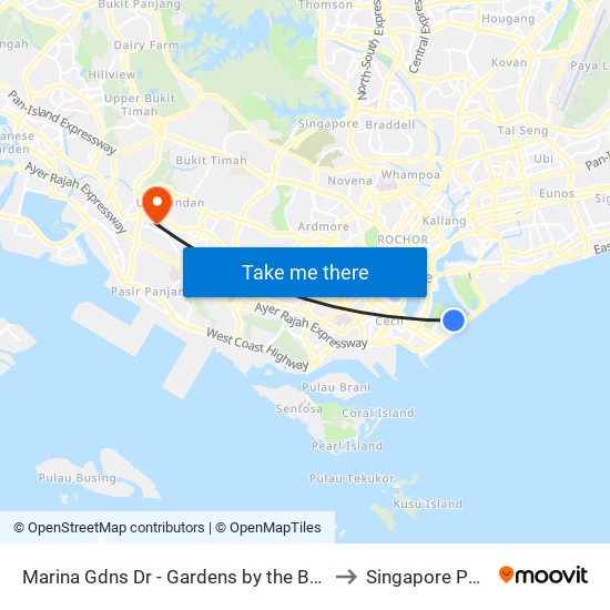 Marina Gdns Dr - Gardens by the Bay Stn Exit 1 (03369) to Singapore Polytechnic map