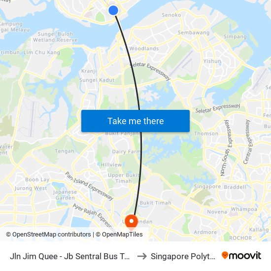 Jln Jim Quee - Jb Sentral Bus Ter (47711) to Singapore Polytechnic map