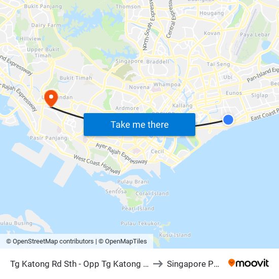 Tg Katong Rd Sth - Opp Tg Katong Rd Sth P/G (82059) to Singapore Polytechnic map