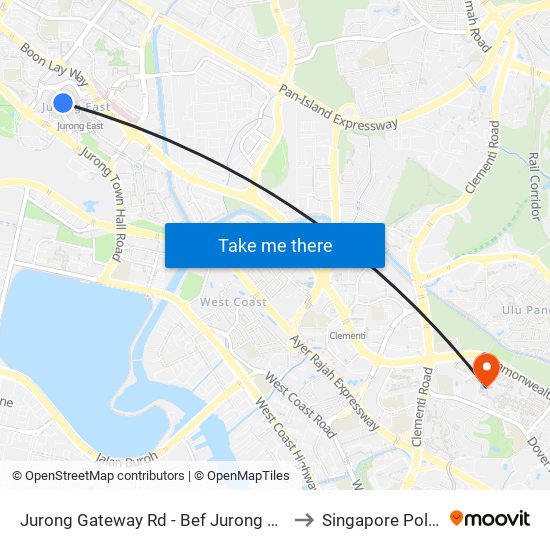 Jurong Gateway Rd - Bef Jurong East Stn (28211) to Singapore Polytechnic map