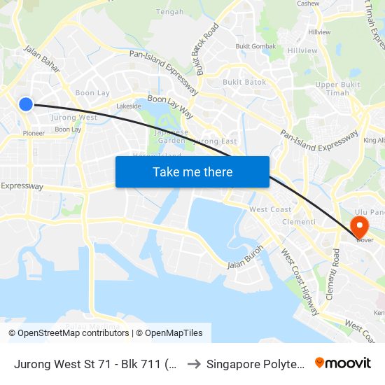 Jurong West St 71 - Blk 711 (27429) to Singapore Polytechnic map