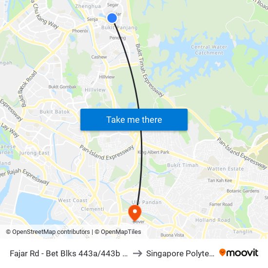 Fajar Rd - Bet Blks 443a/443b (44349) to Singapore Polytechnic map