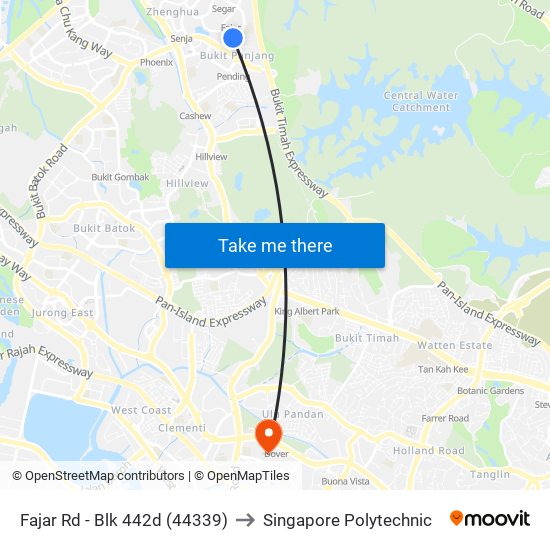 Fajar Rd - Blk 442d (44339) to Singapore Polytechnic map