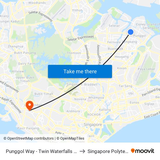 Punggol Way - Twin Waterfalls (65431) to Singapore Polytechnic map