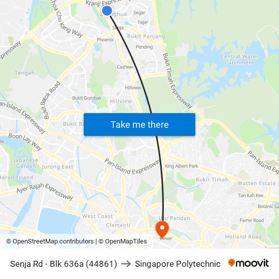 Senja Rd - Blk 636a (44861) to Singapore Polytechnic map